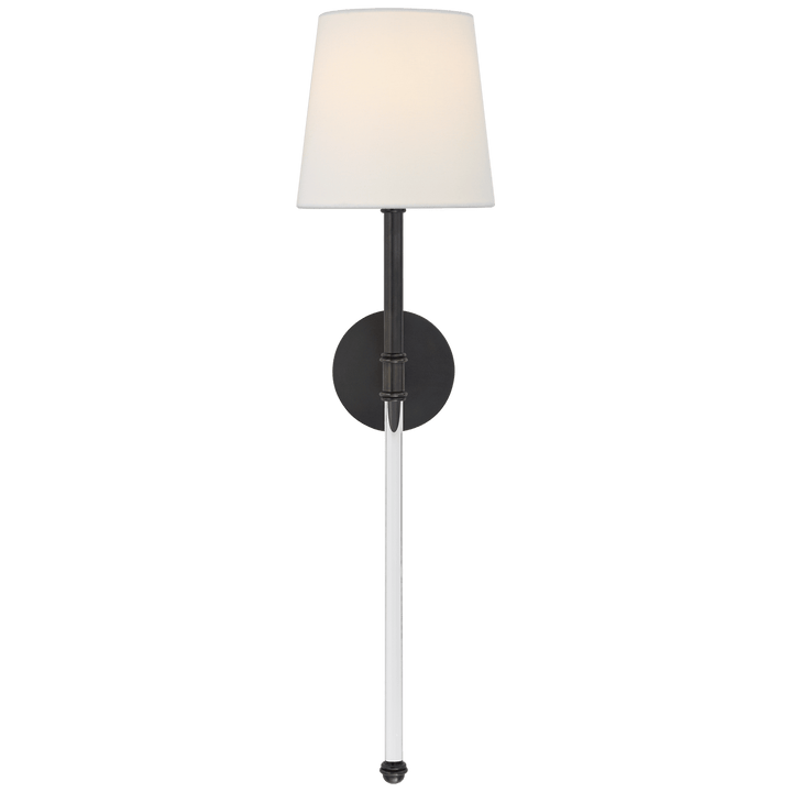 Camille Large Tail Sconce in Bronze with Linen Shade