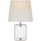 Henri Framed Jewel Sconce in Crystal and Polished Nickel with Linen Shade
