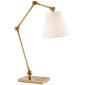 Graves Task Lamp in Hand-Rubbed Antique Brass with Linen Shade