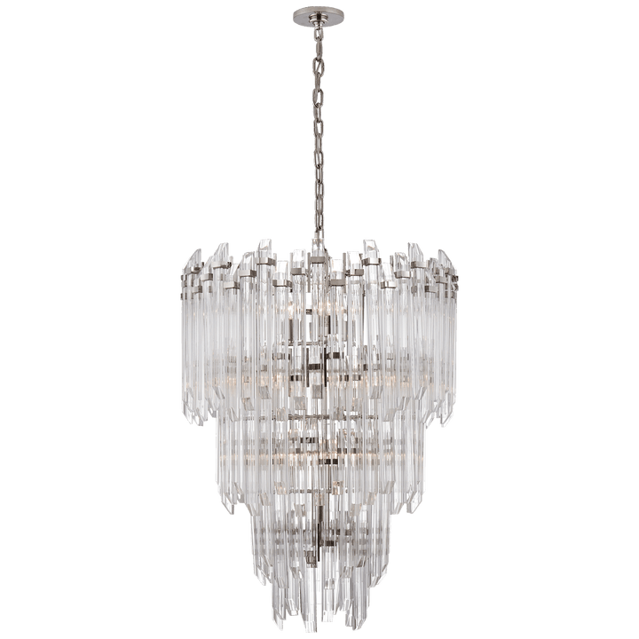 Adele Three-Tier Waterfall Chandelier in Polished Nickel with Clear Acrylic