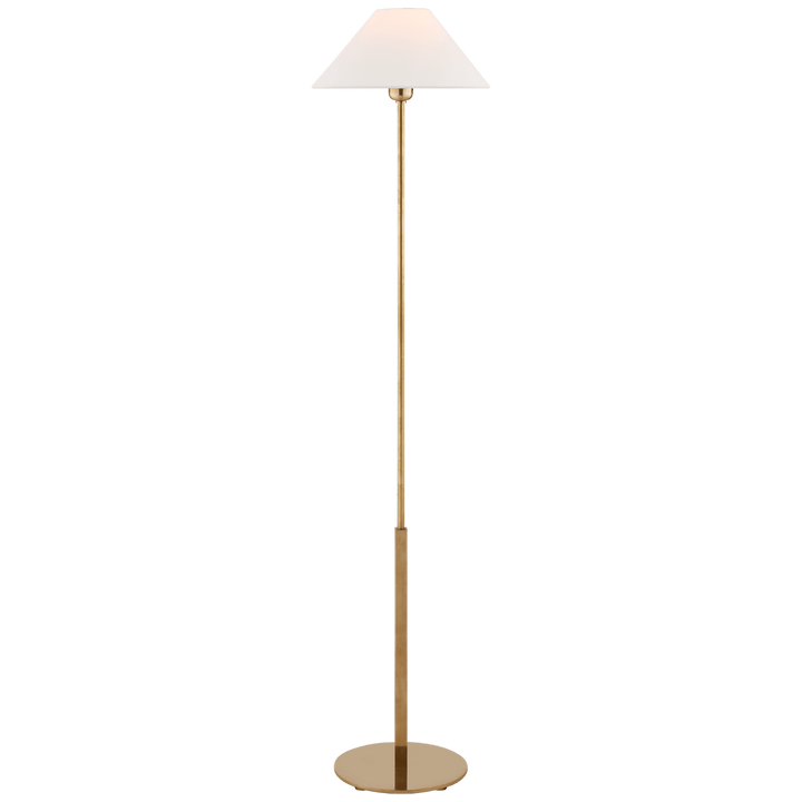 Hackney Floor Lamp in Hand-Rubbed Antique Brass with Linen Shade