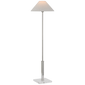 Asher Floor Lamp in Polished Nickel and Crystal with Linen Shade