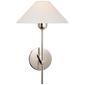 Hackney Single Sconce in Polished Nickel with Linen Shade