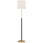 Bryant Wrapped Floor Lamp in Hand-Rubbed Antique Brass and Chocolate Leather with Linen Shade
