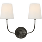 Vendome Double Sconce in Bronze with Linen Shades