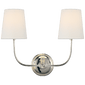 Vendome Double Sconce in Polished Nickel with Linen Shades