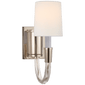 Vivian Single Sconce in Polished Nickel with Linen Shade