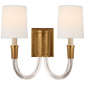 Vivian Double Sconce in Hand-Rubbed Antique Brass with Linen Shades