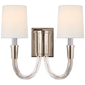 Vivian Double Sconce in Polished Nickel with Linen Shades