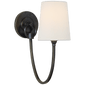 Reed Single Sconce in Bronze with Linen Shade