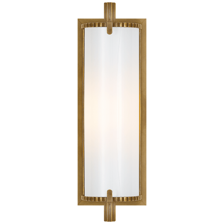 Calliope Short Bath Light in Hand-Rubbed Antique Brass with White Glass
