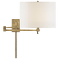 Hudson Swing Arm in Hand-Rubbed Antique Brass with Linen Shade