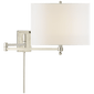 Hudson Swing Arm in Polished Nickel with Linen Shade