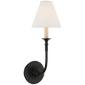 Piaf Single Sconce in Aged Iron with Linen Shade