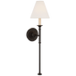Piaf Large Tail Sconce in Aged Iron with Linen Shade