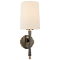 Edie Sconce in Bronze and Brass with Linen Shade