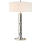 Longacre Tall Table Lamp in Polished Nickel with Linen Shade