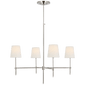 Bryant Large Chandelier in Polished Nickel with Linen Shades