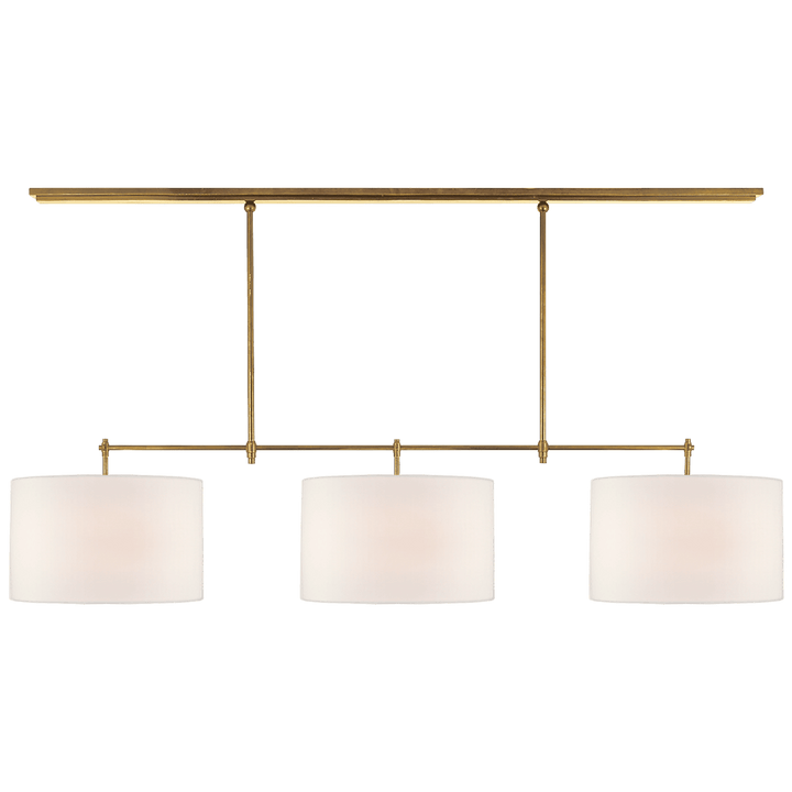 Bryant Large Billiard in Hand-Rubbed Antique Brass with Linen Shades