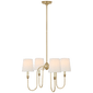 Vendome Small Chandelier in Hand-Rubbed Antique Brass with Linen Shades
