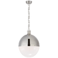 Hicks Extra Large Pendant in Polished Nickel with White Glass