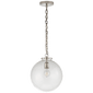 Katie Globe Pendant in Polished Nickel with Clear Glass
