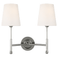 Capri Double Sconce in Polished Nickel with Linen Shades