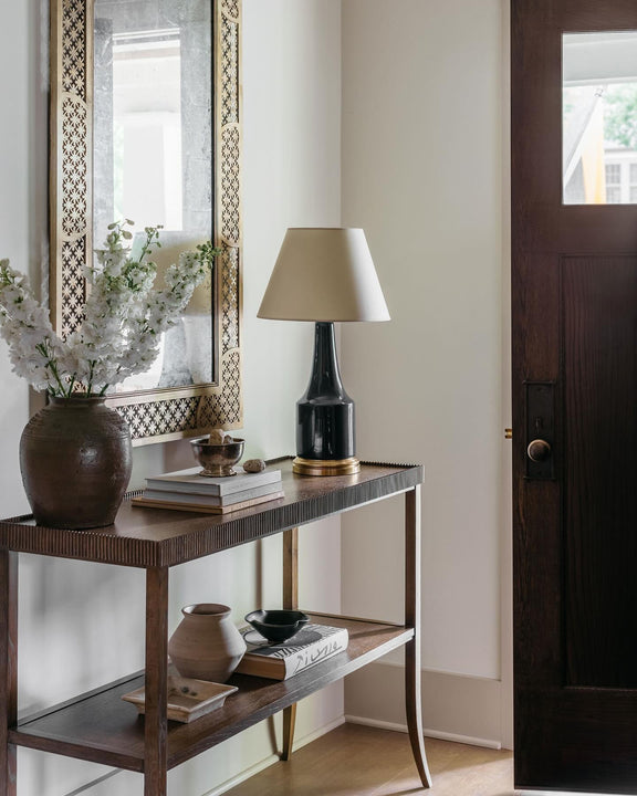 Sawyer Table Lamp, a premium Decorative light by Visual Comfort & Co. Close - up image of its design.