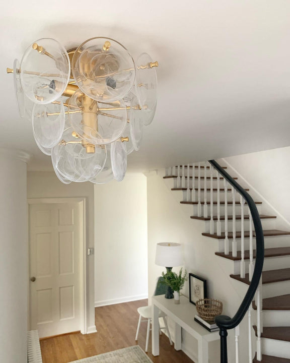 Loire Medium Tiered Flush Mount, a premium Flush Mount light by Visual Comfort & Co. Close - up image of its design.