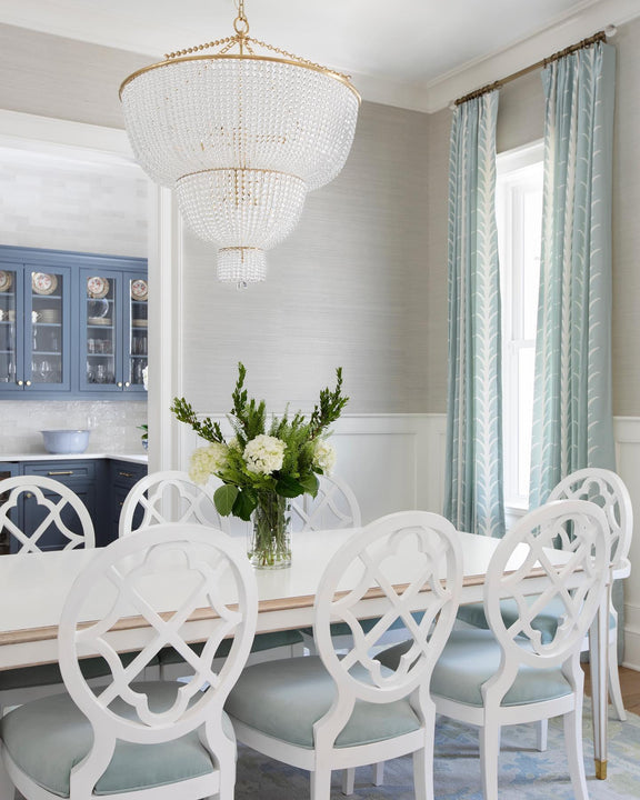 Jacqueline Two - Tier Chandelier, a premium Chandelier light by Visual Comfort & Co. Close - up image of its design.