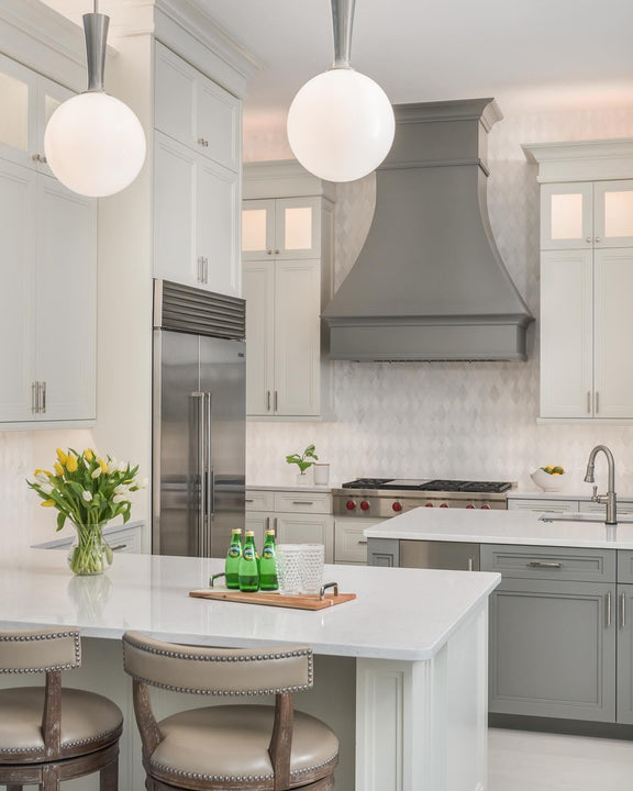 Sesia Small Globe Pendant, a premium Pendant light by Visual Comfort & Co. Close - up image of its design.