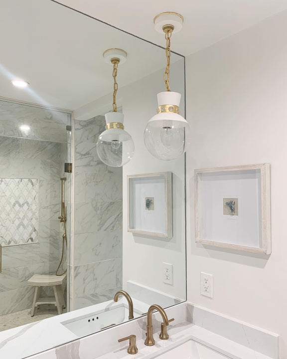 Lucia Small Pendant, a premium Pendant light by Visual Comfort & Co. Close - up image of its design.