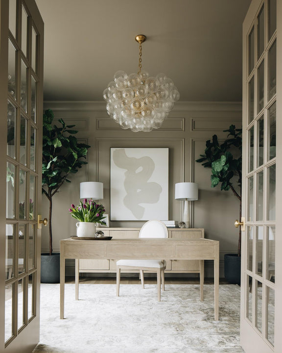 Talia Large Chandelier, a premium Chandelier light by Visual Comfort & Co. Close - up image of its design.