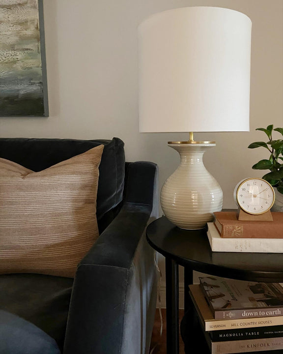 Albie Small Desk Lamp, a premium Decorative light by Visual Comfort & Co. Close - up image of its design.