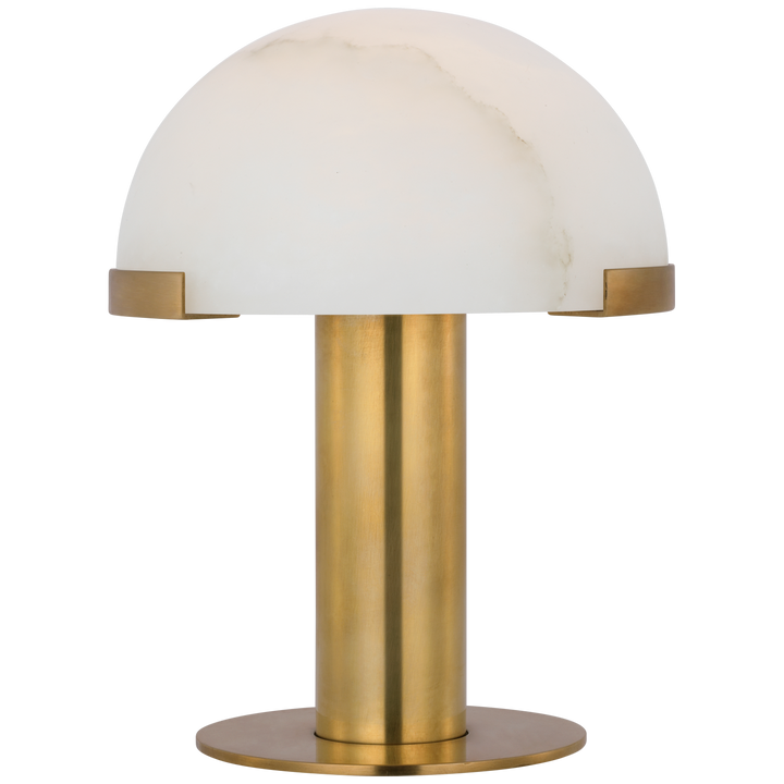 Melange 8" Rechargeable Accent Lamp in Antique-Burnished Brass with Alabaster