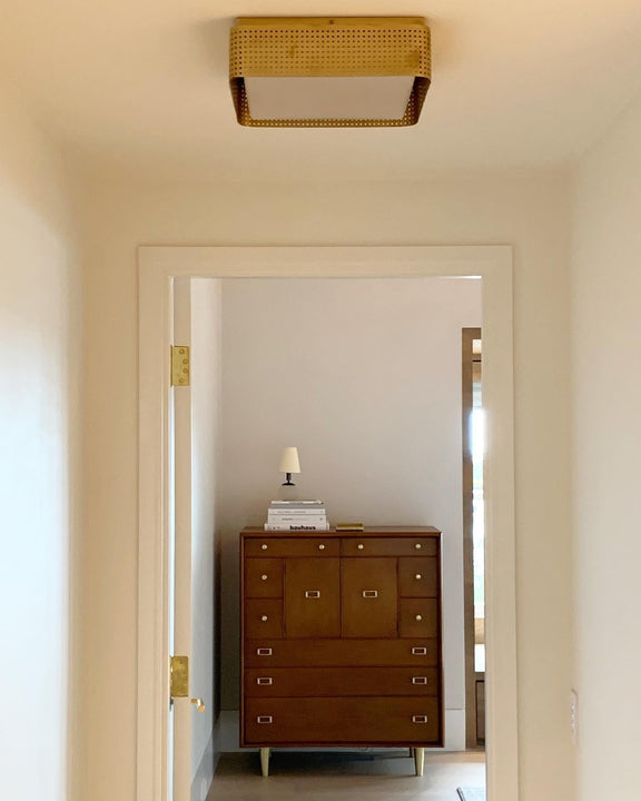 Precision Large Square Flush Mount, a premium Flush Mount light by Visual Comfort & Co. Close - up image of its design.