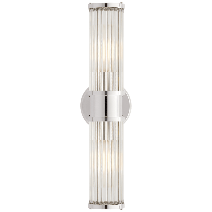 Allen Double Light Sconce, a premium Bath light by Visual Comfort & Co. Close - up image of its design.