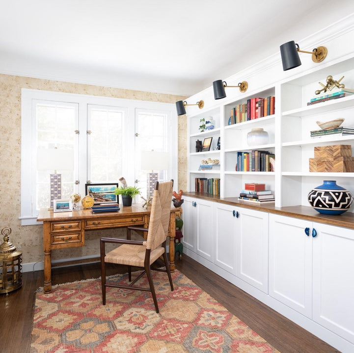 Benton Single Library Sconce, a premium Functional light by Visual Comfort & Co. Close - up image of its design.