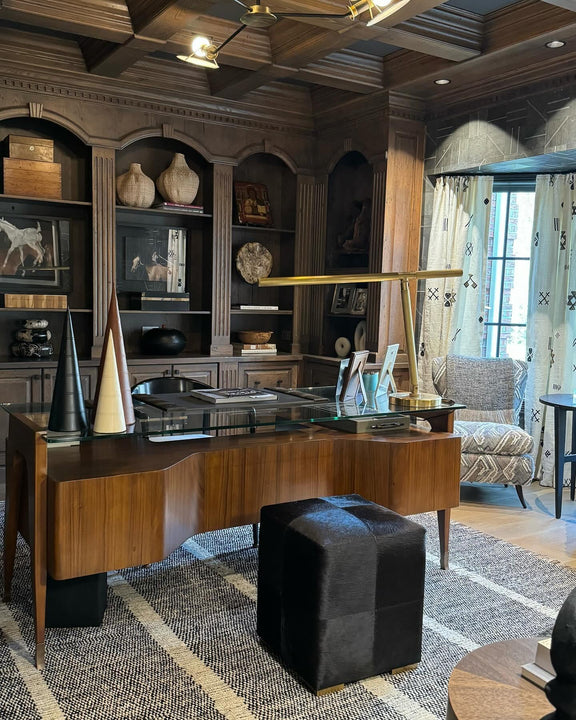 Barrett Knurled Boom Arm Desk Light, a premium Functional light by Visual Comfort & Co. Close - up image of its design.