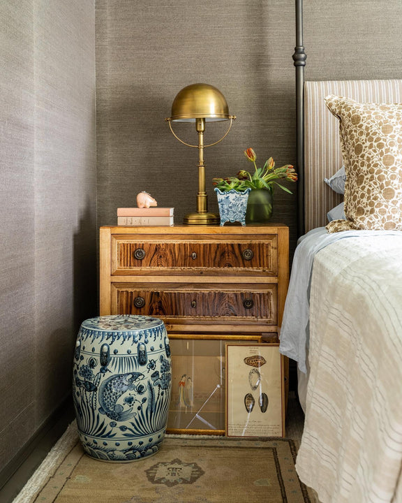 Carthage Mini Lamp, a premium Functional light by Visual Comfort & Co. Close - up image of its design.