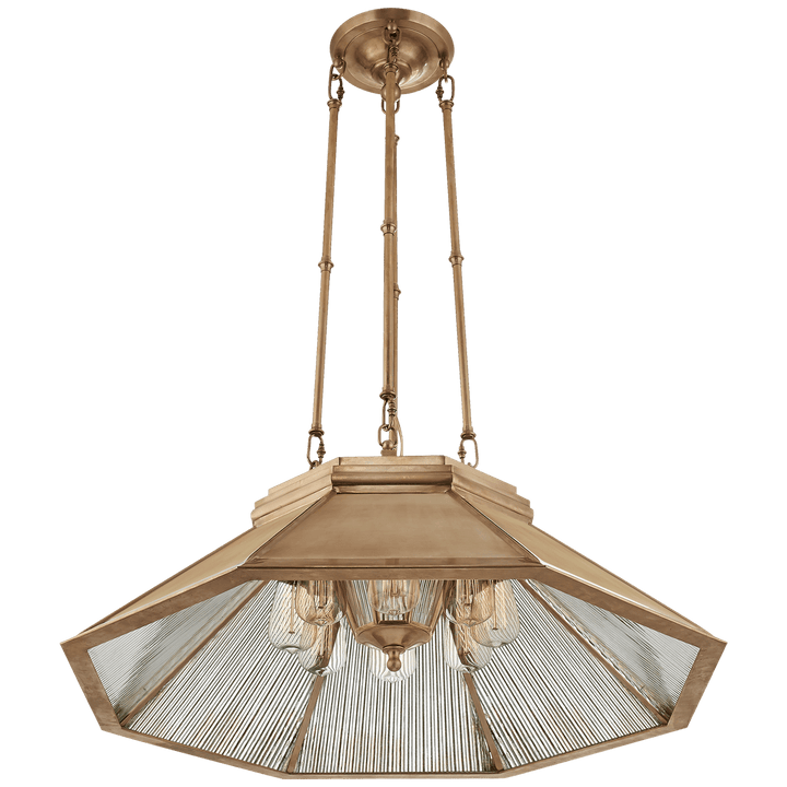 Rivington Medium Eight - Paneled Chandelier, a premium Chandelier light by Visual Comfort & Co. Close - up image of its design.