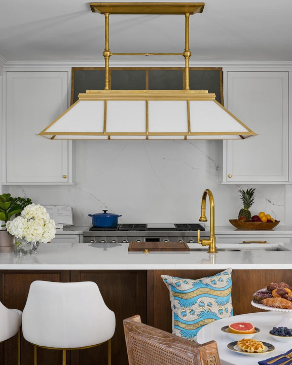 Rivington Large Billiard Chandelier, a premium Linear light by Visual Comfort & Co. Close - up image of its design.