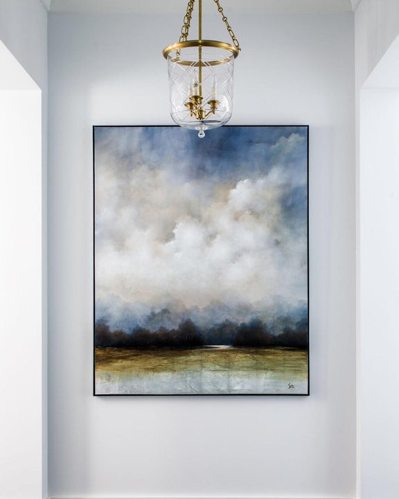 Cambridge Medium Smoke Bell Lantern, a premium Lantern light by Visual Comfort & Co. Close - up image of its design.