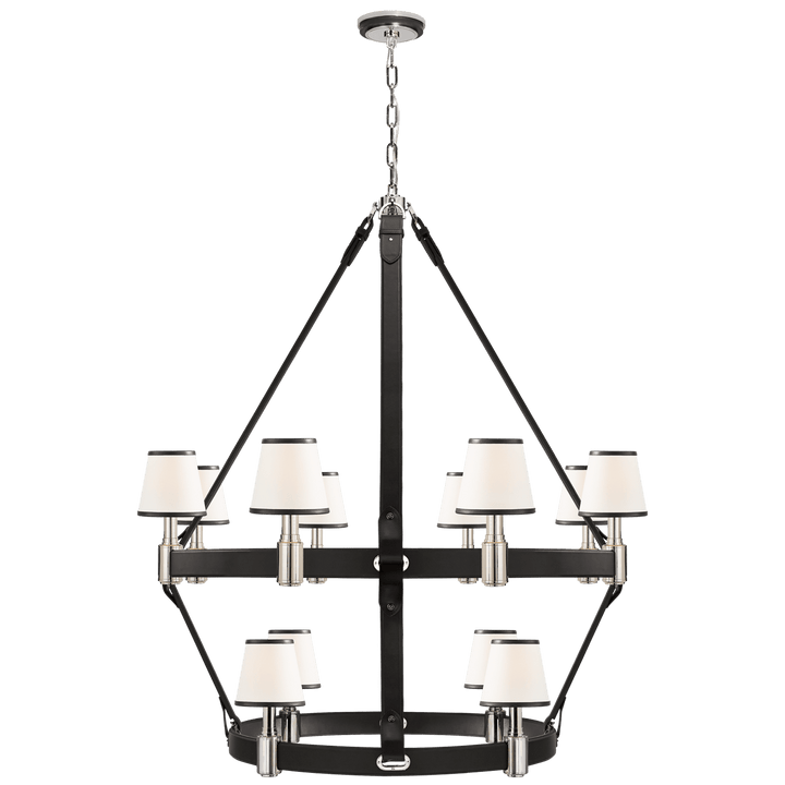 Riley Large Two Tier Chandelier, a premium Chandelier light by Visual Comfort & Co. Close - up image of its design.