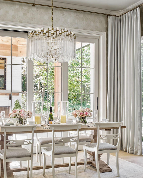 Adele Large Wide Drum Chandelier, a premium Chandelier light by Visual Comfort & Co. Close - up image of its design.