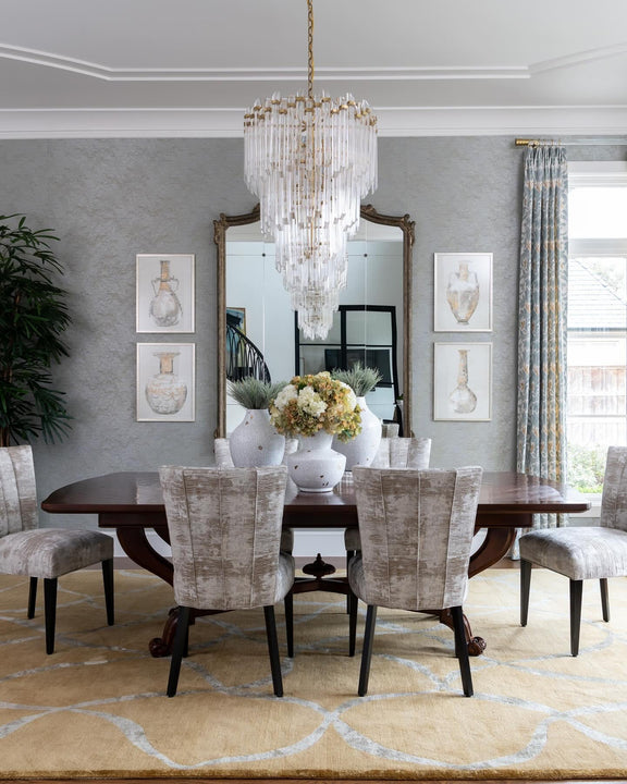 Adele Three - Tier Waterfall Chandelier, a premium Chandelier light by Visual Comfort & Co. Close - up image of its design.