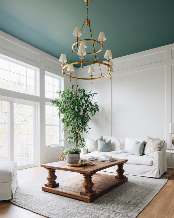 Classic Two - Tier Ring Chandelier, a premium Chandelier light by Visual Comfort & Co. Close - up image of its design.