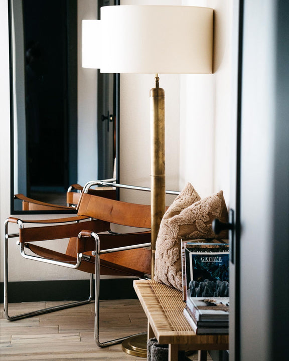 Longacre Floor Lamp, a premium Decorative light by Visual Comfort & Co. Close - up image of its design.