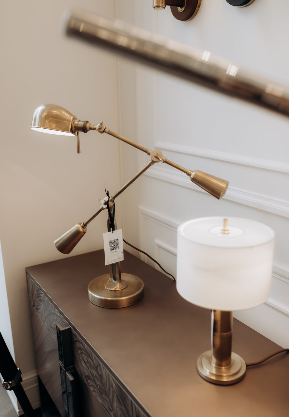 RL '67 Boom Arm Desk Lamp, a premium Functional light by Visual Comfort & Co. Close - up image of its design.