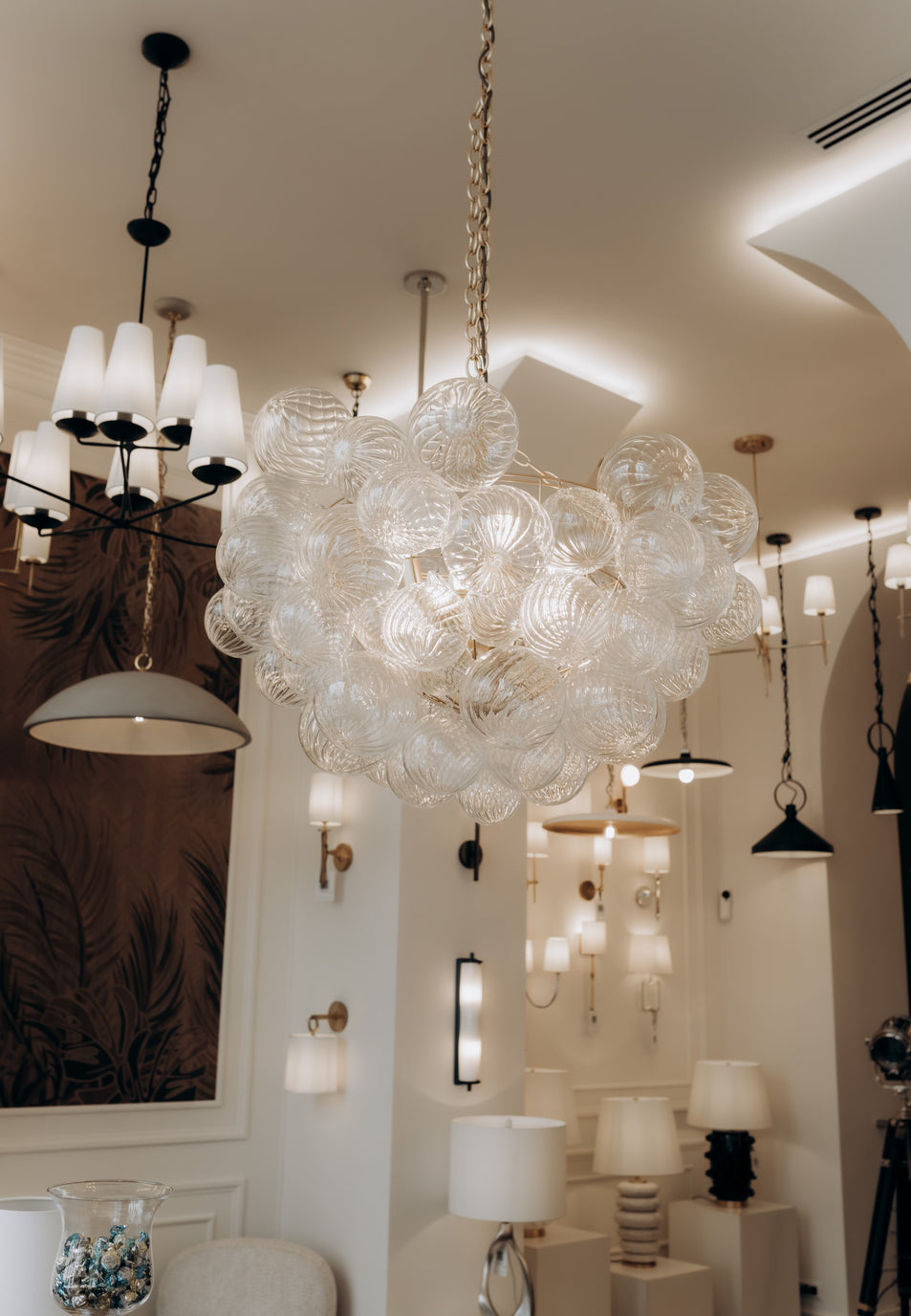 Talia Large Chandelier, a premium Chandelier light by Visual Comfort & Co. Close - up image of its design.